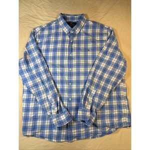 Vineyard Vines Shirt Mens XXL Slim FIt Whale‎ Shirt Blue Plaid Button Down